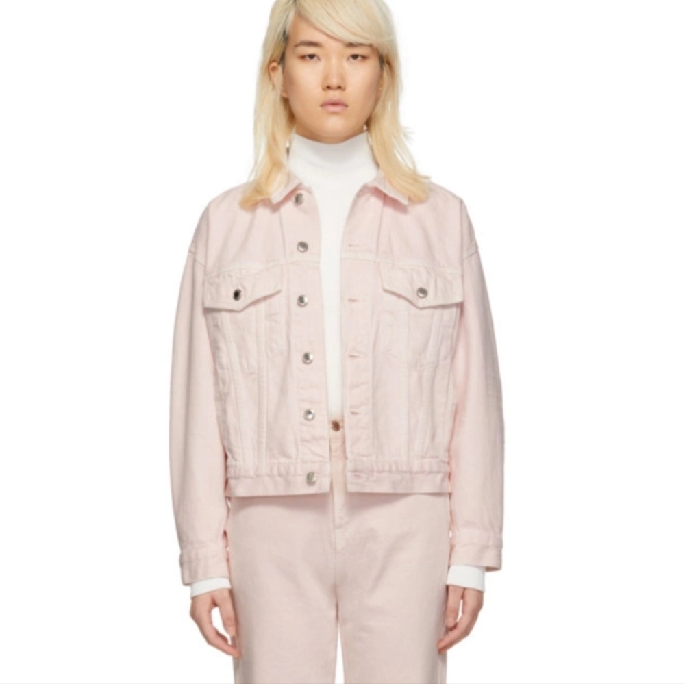 Alexander Wang Oversized Pink Denim Game Jacket, Size Medium